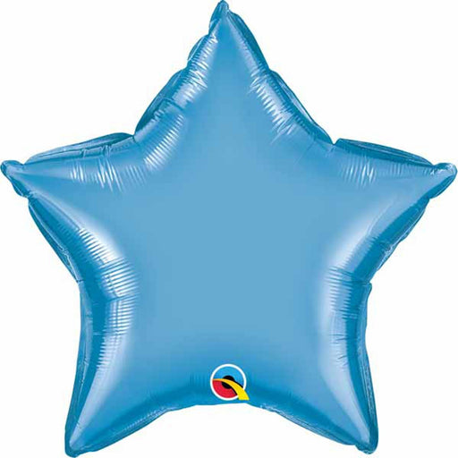 Chrome Blue Star Mylar Balloon - 20" Flat