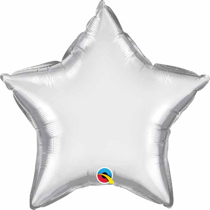 Chrome Silver Star Balloons - 20" Mylar Pkg (6 Count)