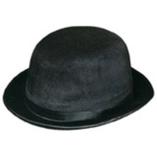 "Classic Black Derby Hat With Vel-Felt Material"