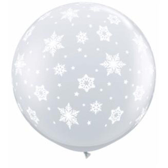 36" Clear Snowflakes Latex Balloons (2/Pk)