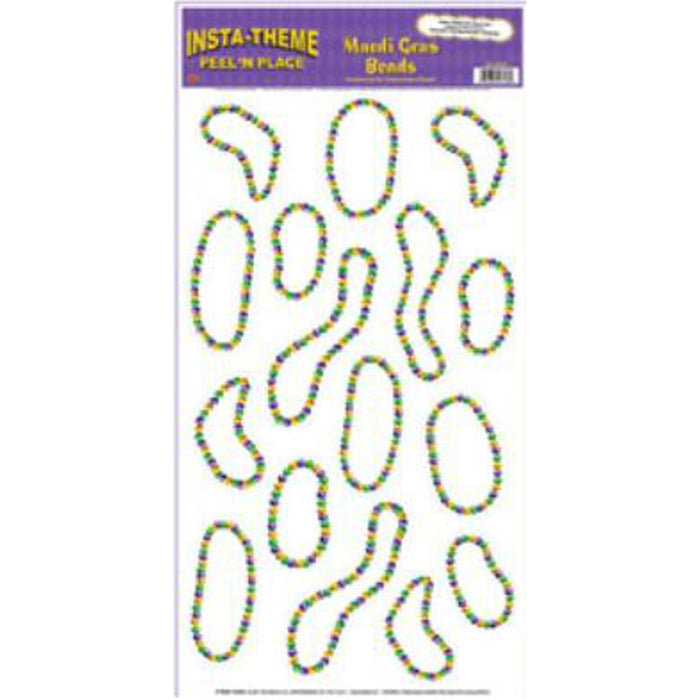 Colorful Mardi Gras Beads Decoration Stickers.