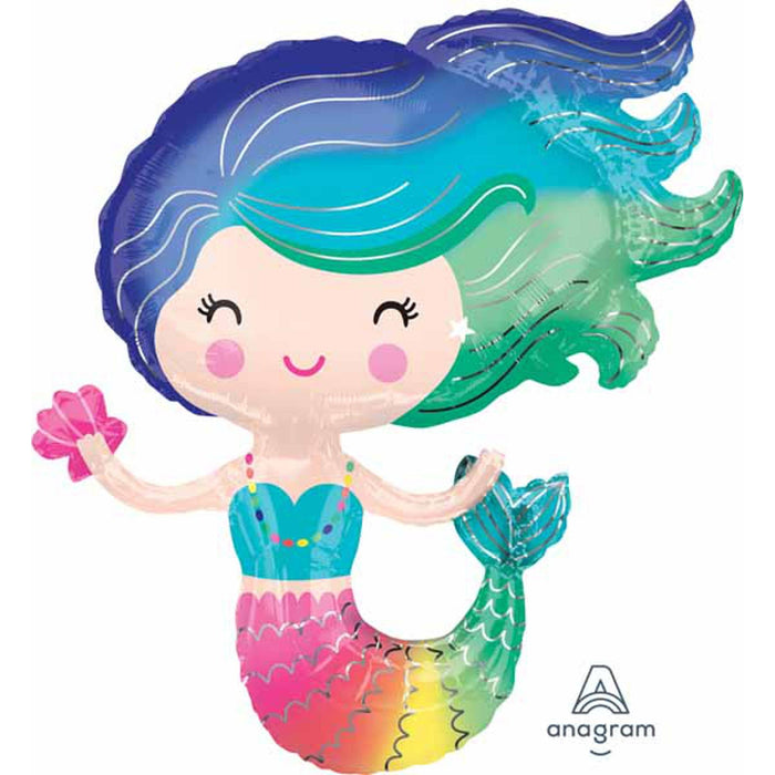 Colorful Mermaid 30" Xl Shape Balloon Package.