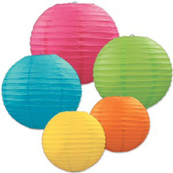 Colorful Paper Lanterns - Pack Of 5