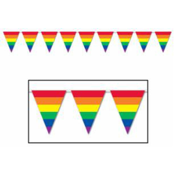 Colorful Rainbow Pennant Banner - 10" X 12'