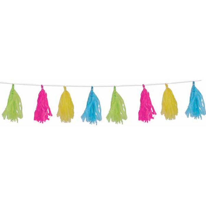 Colorful Tissue Tassel Garland - 9¾ Inches X 8 Feet Long.