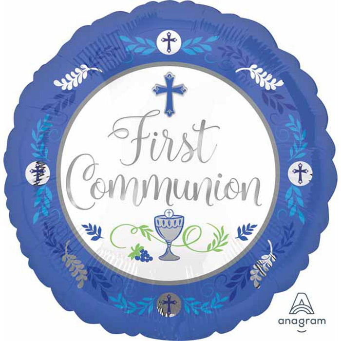 "Communion Day Boy Balloon Package - 18" Round With 40 Latex Balloons"