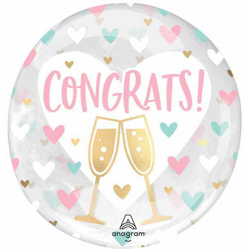 "Congrats Hearts Clear Balloon - 18 Inch"