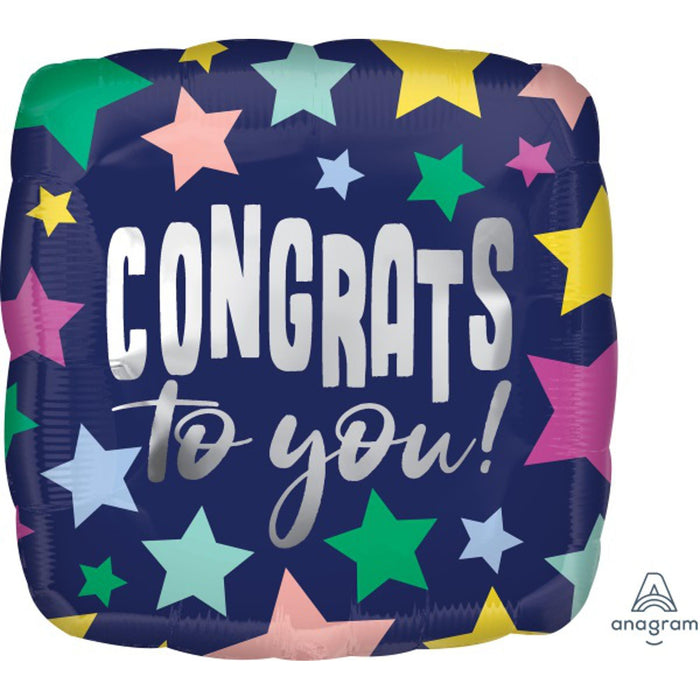 "Congrats Stars Navy Gift Bag - 18 Inch Square"