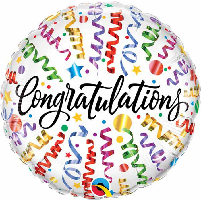 Congrats Streamers 18" Round Balloon Package