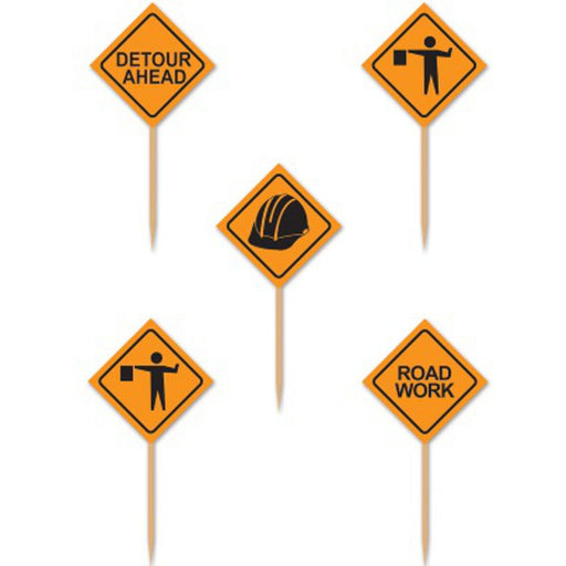 Construction Sign Picks: Fun And Colorful Food Picks For Parties And Events.