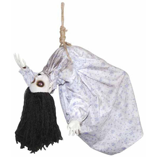 "Creepy Animated Hanging Girl: Perfect For Halloween Decor"
