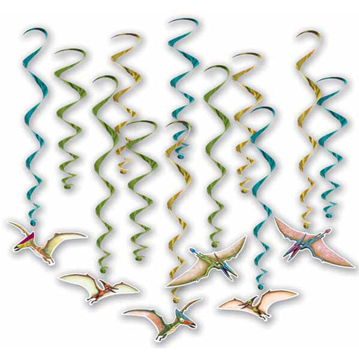 Dinosaur Whirl Decorations - Pack Of 12