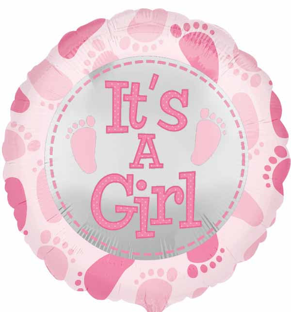 It's a Girl Baby Feet 18 Inch Foil Balloon