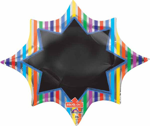 Colorful Stripe Burst Write-On Foil Balloon, 35 Inch