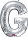 Silver Letter G Foil Balloon, 32 Inch