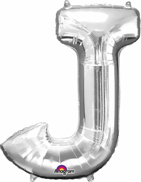 Silver Letter J 16-Inch Air-Fill Foil Balloon