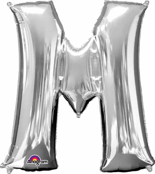 Silver Letter M 34 Inch Foil Balloon