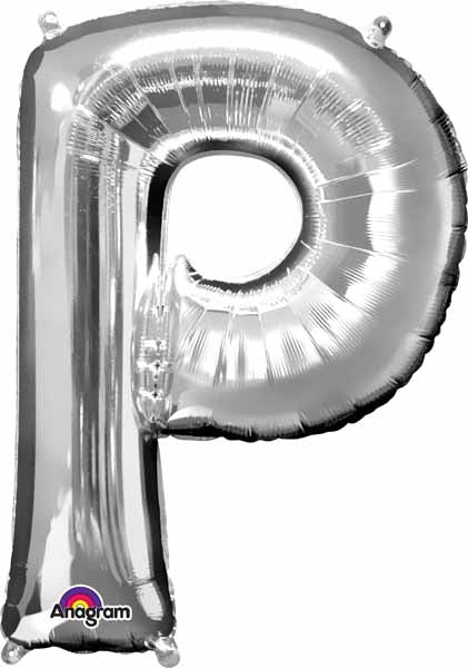 16-Inch Silver Letter P Foil Balloon