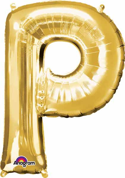 34-Inch Gold Letter P Foil Balloon