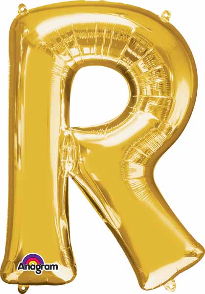 34-Inch Gold Letter R Foil Balloon