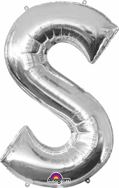 16-Inch Silver Letter S Foil Balloon