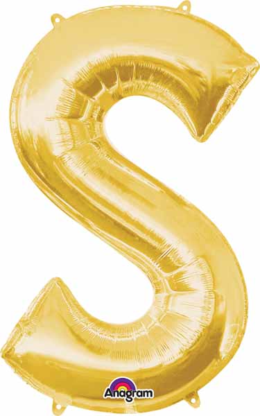 34-Inch Gold Letter S Foil Balloon