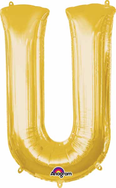 34-Inch Gold Letter U Foil Balloon
