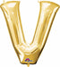 32-Inch Gold Letter V Foil Balloon