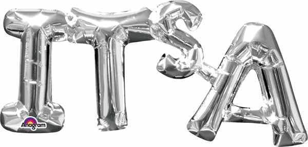 Silver IT'S A Block Phrase Foil Balloon, 20 Inch