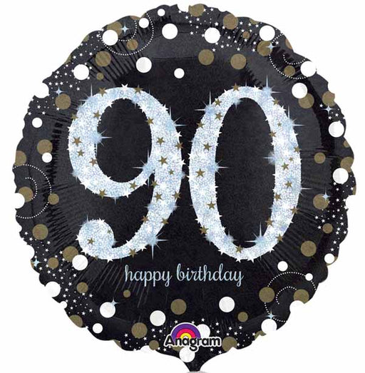 Sparkling 90th Birthday Holographic Foil Balloon, 18 Inch