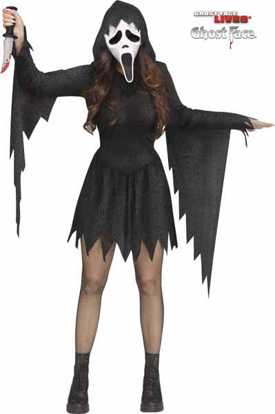 Black Glitter Ghost Face Adult Costume, Small 2-8