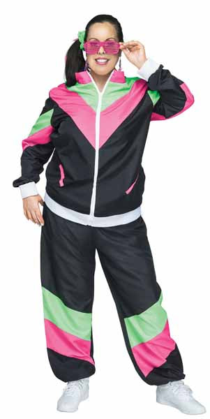 80s Track Suit Adult Plus Size Costume, L/XL 16W-20W