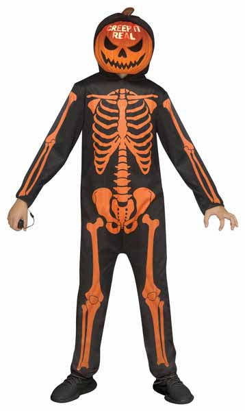 Children's Pumpkin Costume with Light Reveal Mask, Small 4/6