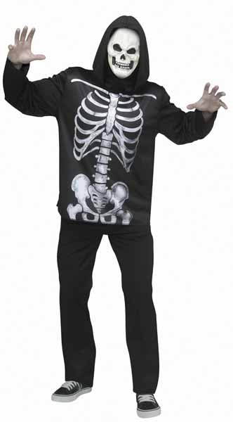 Adult EZ Skeleton Shirt and Mask Costume Set