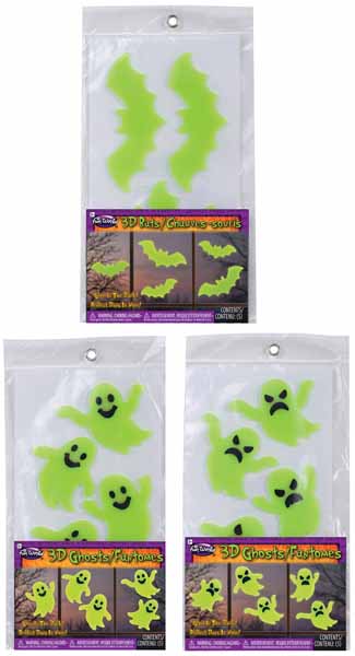Glow in the Dark Window Cling, Assorted Designs