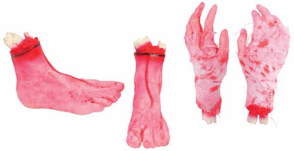 Severed Hand or Foot Halloween Prop, Assorted