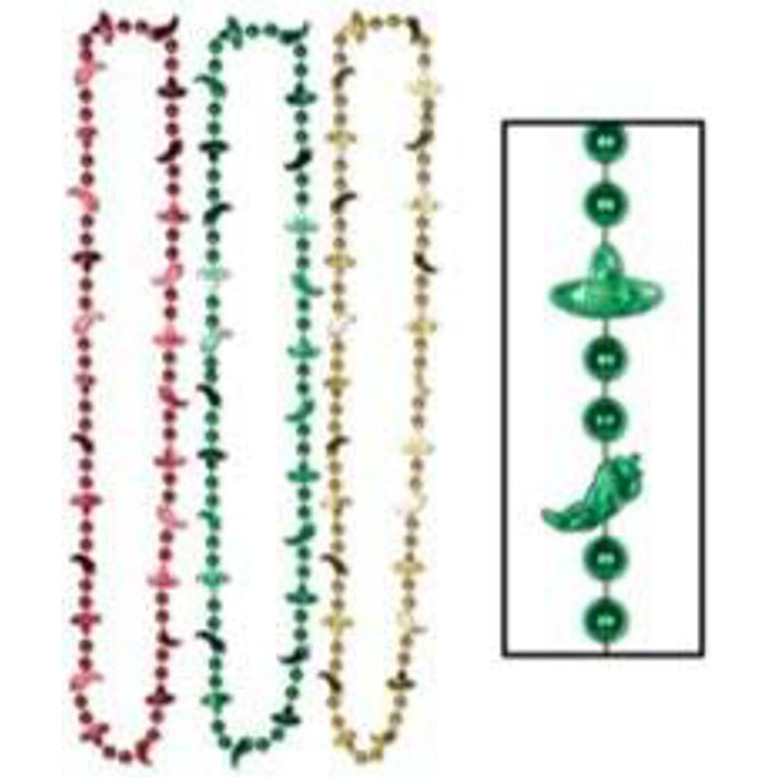 Fiesta Beads Pack - Rd/Gd/Gn (6/Cd) 33" Long