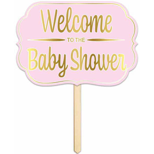 Foil Welcome To The Shower Yard Sign - Pink