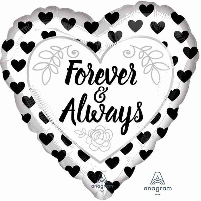 Forever & Always Black/White 18" Heart S40 Package.