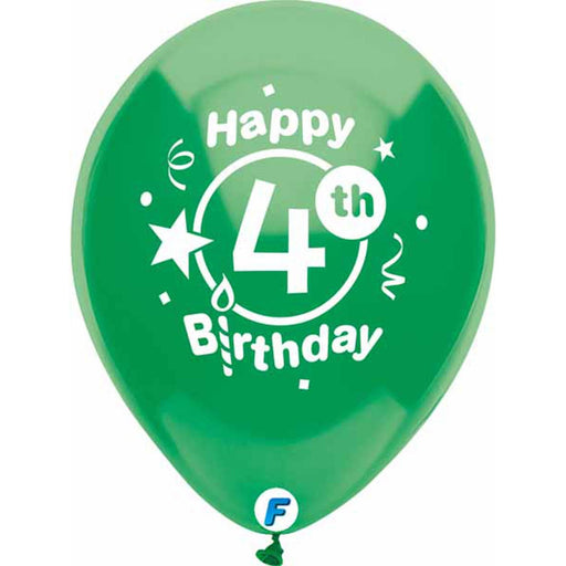 Funsational 12" Happy 4th Birthday Latex Balloons