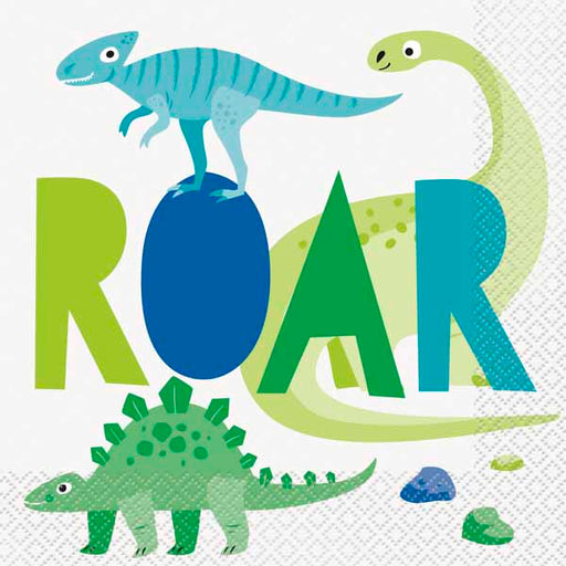 Blue & Green Dinosaur Luncheon Napkins, 16 Pack