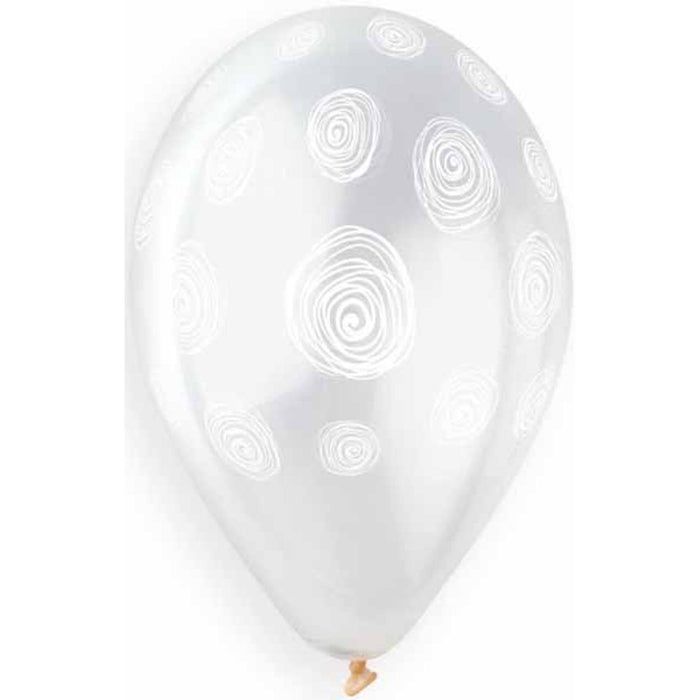 Gemar 13" Clear Dots Spiral Balloons 50/B.