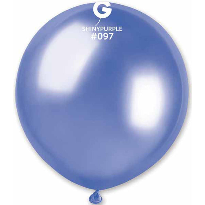 Gemar 19" Shiny Purple Balloons - Pack Of 25