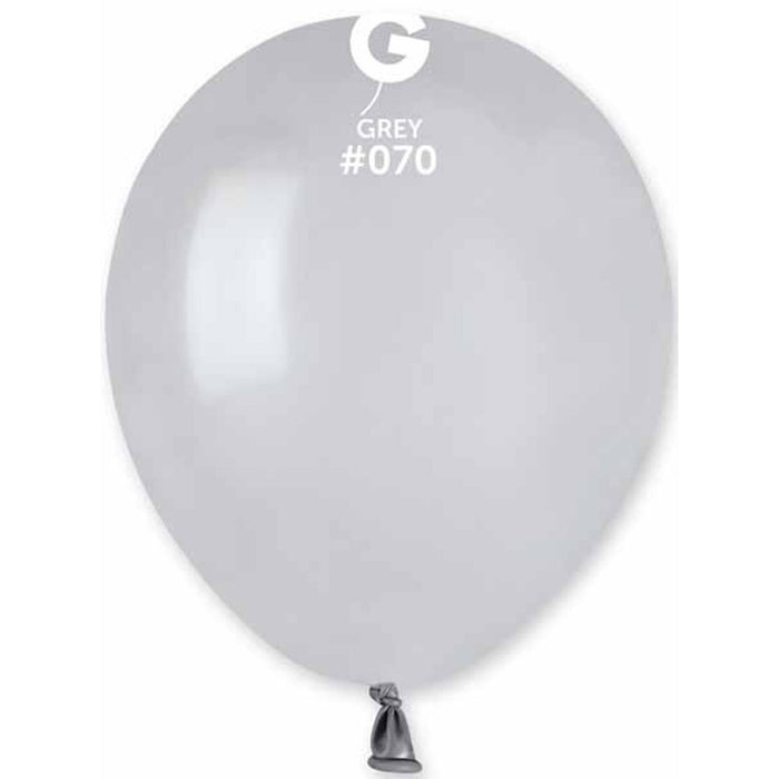 Gemar 5" Grey Latex Balloons (100/Bag) #070.