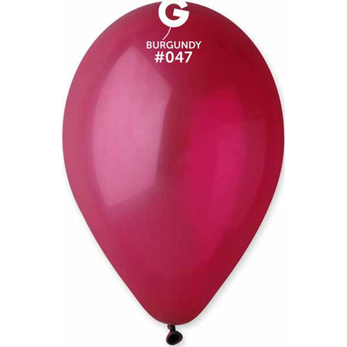 Gemar Burgundy Balloons - 12", #047, 50/Bag.