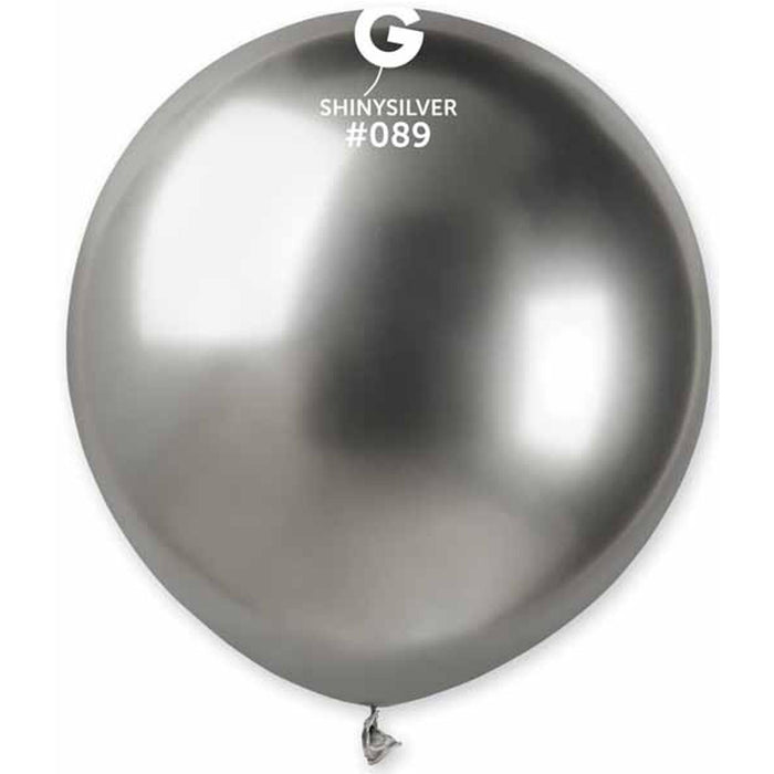 Gemar Shiny Silver Balloons - 19" #089 (25/Bag)