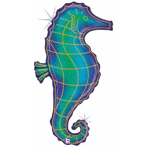 "Glitter Seahorse 32" Balloon - Holographic Shape C"