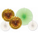 "Gold And Matte Green Deco Fans - Set Of 5"