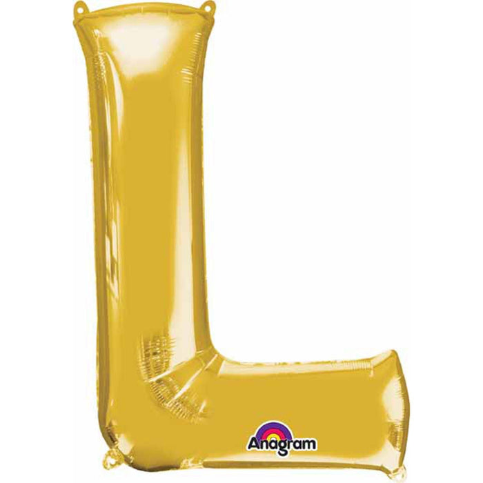 Gold Foil Letter L Balloon - 16 Inches.