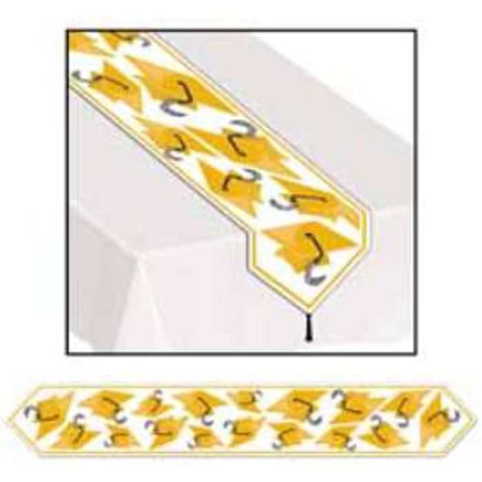 "Gold Grad Cap Table Runner - 11"X6""